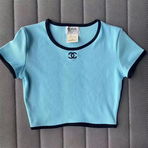 fake chanel crop top|authentic chanel shirt.